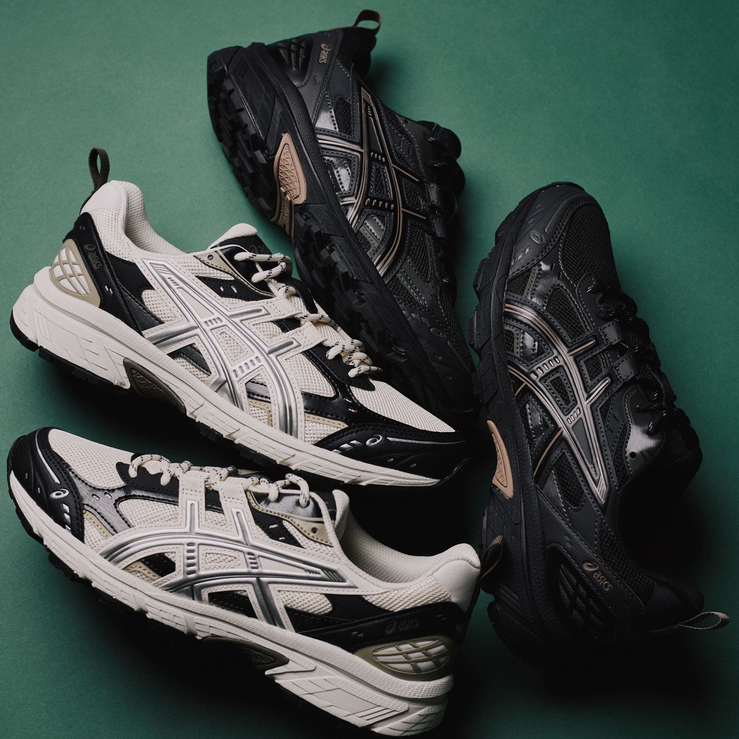 Asics Gel Nunobiki - Cream/Dark Olive + Black/Taupe Grey
